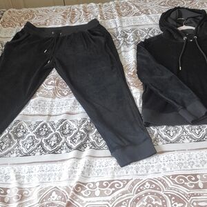 Michael Kors Black Velour Jogger Pants